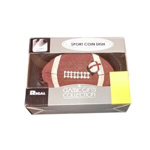Regal Football Sport Coin Dish Classic Gifts Collection Brown & White OPEN BOX